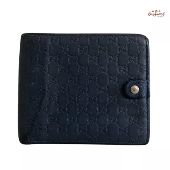 Authentic GUCCI Gray/Blue Microguccissima Leather Bifold Men's Wallet - 365477